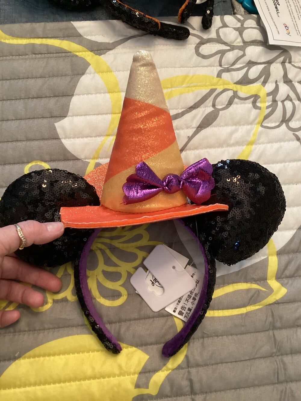 NWT Disney Parks Halloween Candy Corn Witches Hat Minnie Mouse Ears Headband
